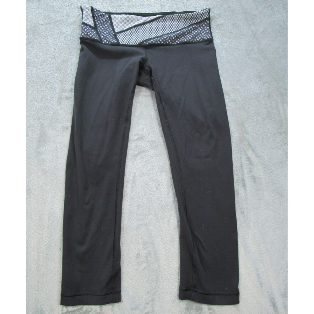 Lululemon Leggings Womens Size 6 Cropped Geometric Print Black